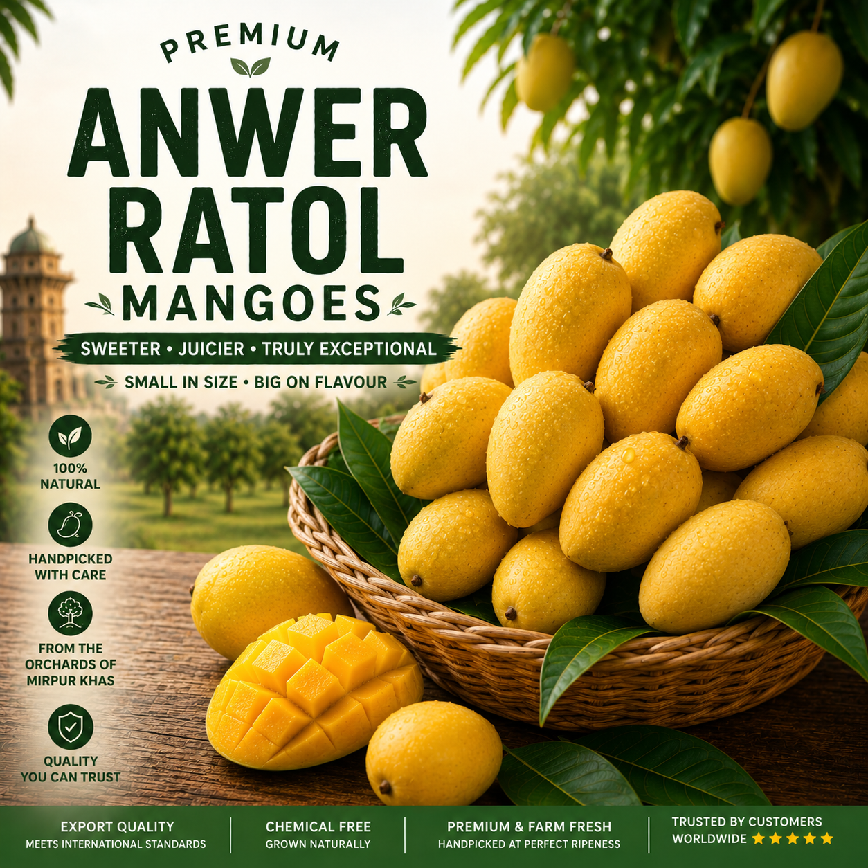 Premium Export Quality Multani Anwar Ratol Mangoes — 10KG Box